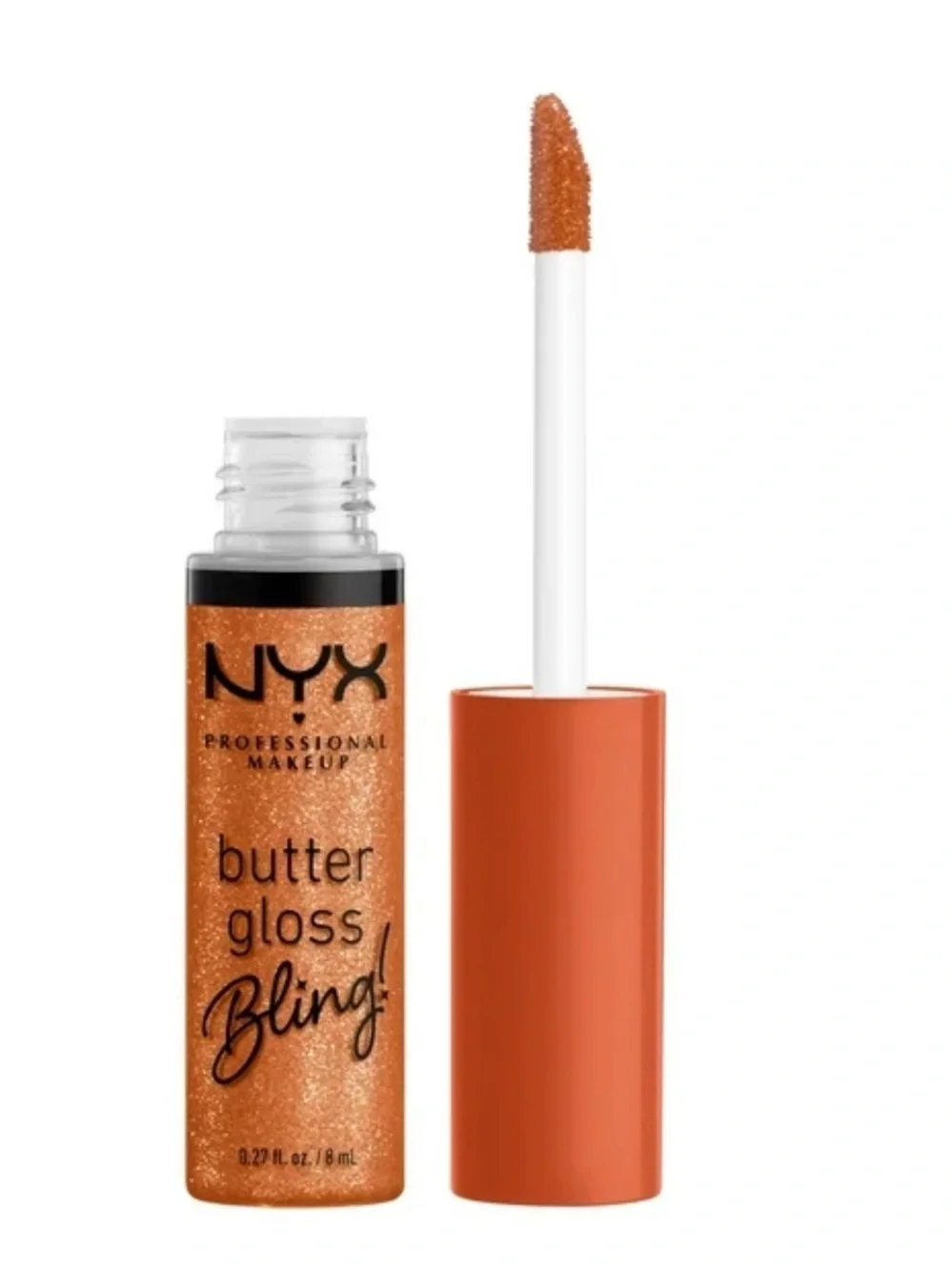 Butter Gloss Bling Pricey Warm Copper ginger orange NYX limited edition glitter